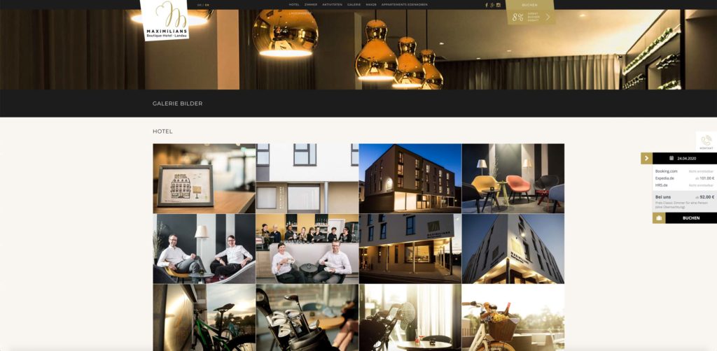 Webseite Maximilians Boutique-Hotel