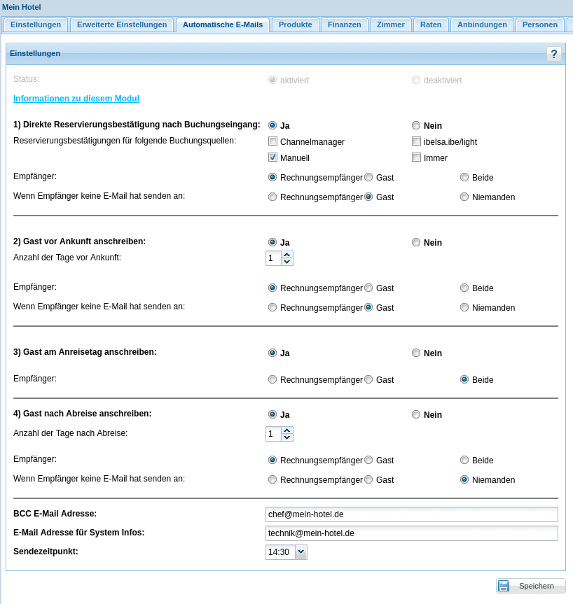 ibelsa Hotelsoftware Auto Mailing